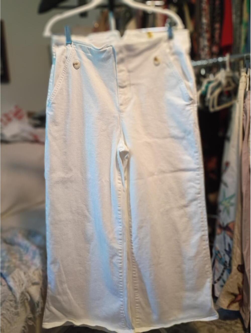 Anthropologie wide leg white denim size 31